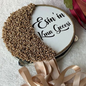 Bridal Tambourine for Wedding and Henna Night - Brauttamburin für Hochzeit und Henna-Nacht - Düğün ve Kına Gecesi için Gelin Tefi Tomurcuklu