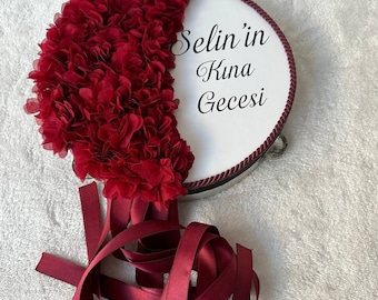 Henna Night prop Tambourine | Brauttrommel | Personalized Henna Nicht Favor | Kına Gecesi (Çiçekli)