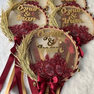 Tamburello per Damigelle, Sposa, Notte di Henné, Matrimonio e Corredo - Regali Personalizzati per Cerimonie e Decorazioni -Tamburo Damigella
