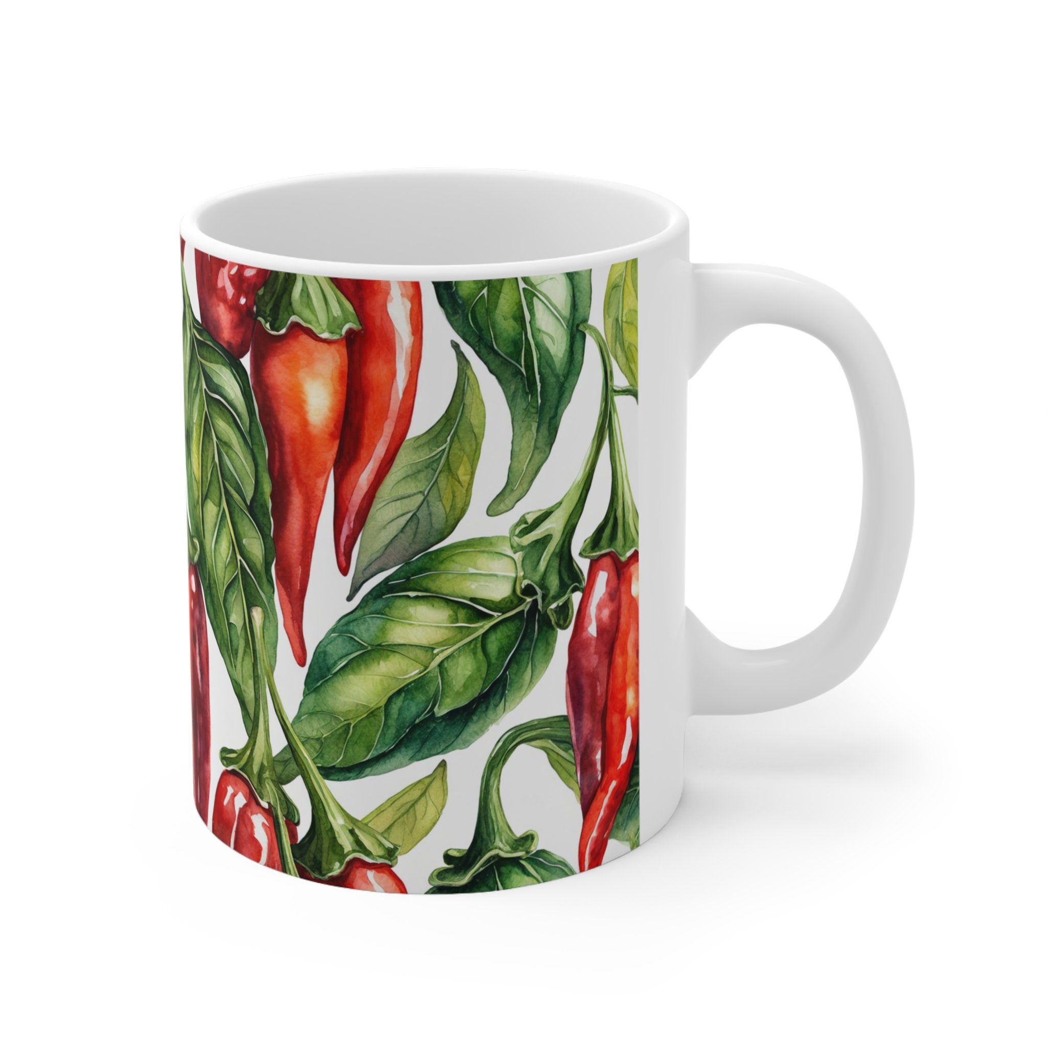 Watercolour Chilli Painting, White Ceramic Mug, 11oz - Etsy