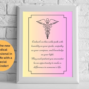 Geschenk für sie, Geschenk für ihn, bestandenes Medizindiplom, bestandener Abschluss der Krankenpflegeschule, Mediziner, Heilpraktiker, Caduceus, MD
