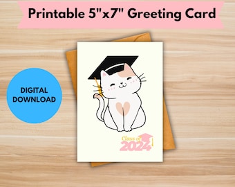 Cat graduation card, cat lover graduation card, high school grad card, college graduation card, cat lover cards, DIGITAL Download, PDF