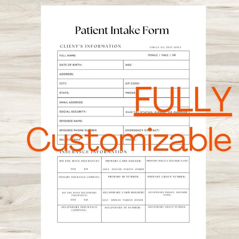 New Patient Intake Form - Etsy