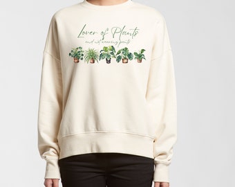Lover of Plants and Not Wearing Pants Heavy-weight Sweater, Plant Jumper, Women's Plant Addiction, Plant Lover Sweater, Gardening Sweater