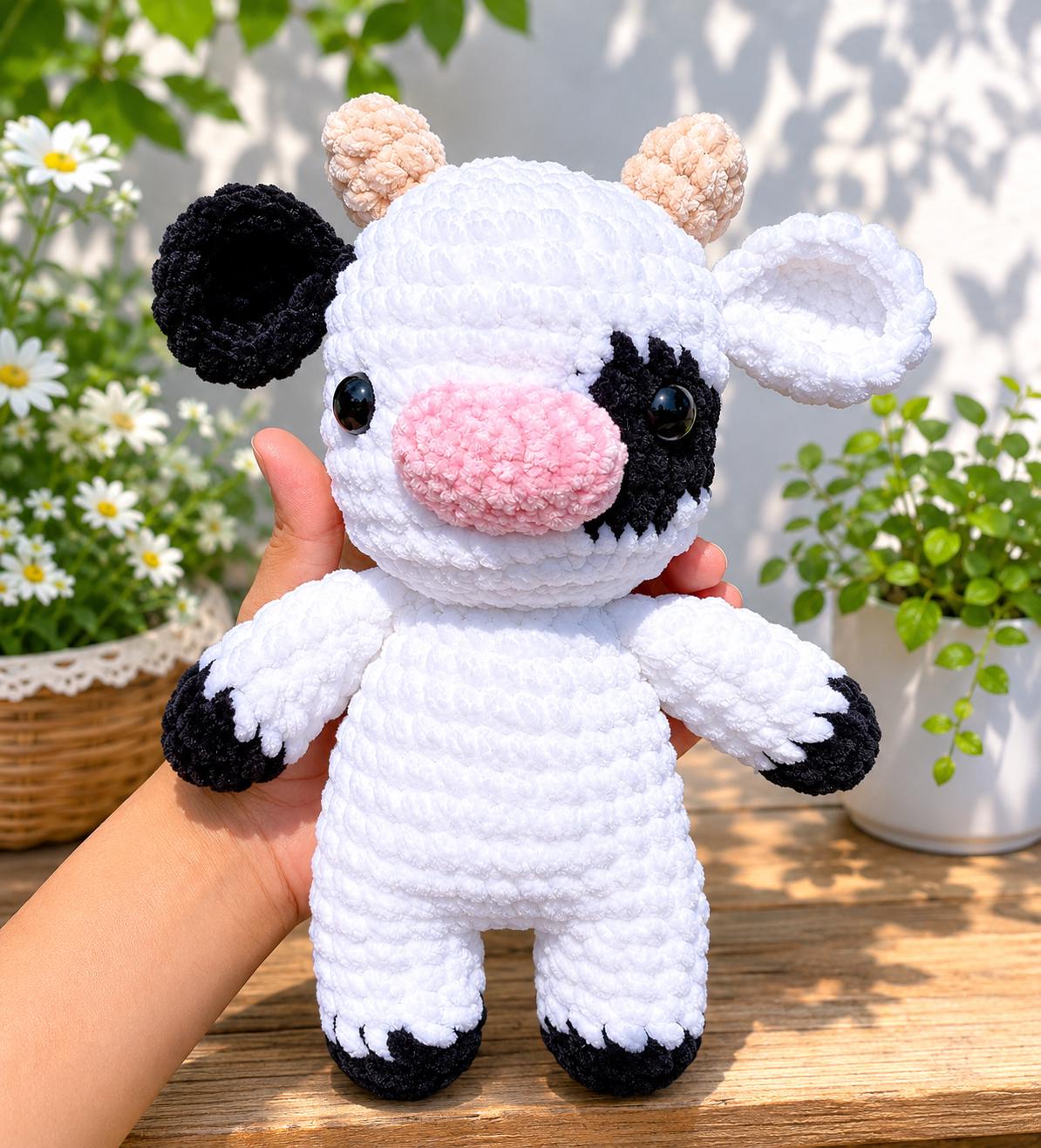 30 Adorable Cow Plush Crochet Patterns for Farmhouse Decor, Gifts, and Cozy Displays 26 Milk Cow Plush Crochet Pattern