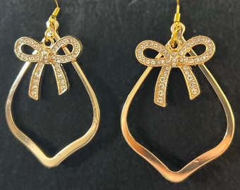 Unique drop earrings with Bow | Sterling Silver | Silver and Gold options