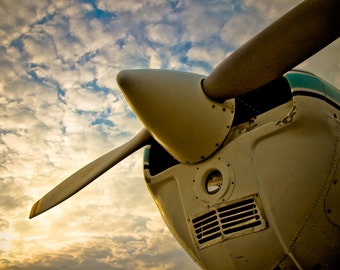 Prop of old plane against cloudy skies 11 x 14" photographic print