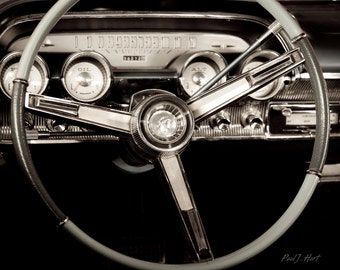 Vintage Mercury Car Dashboard Framed 16 x 20" Sepia Metallic Print
