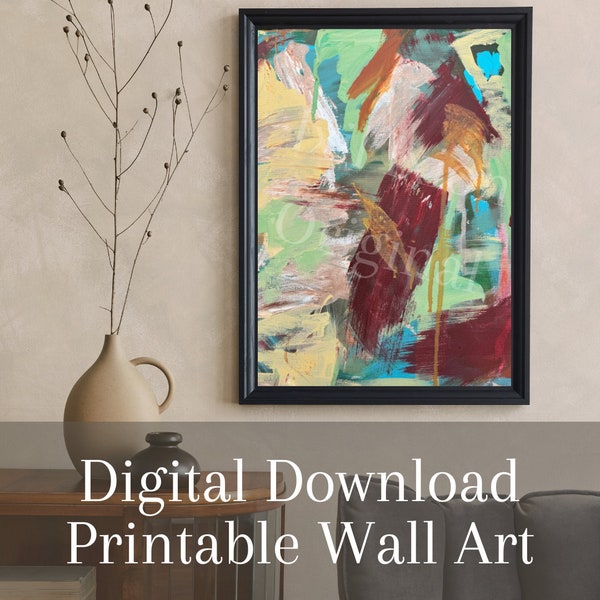 Abstract Art Digital Download Acrylic Painting Printable Interior Design Phone Wallpaper Iphone Background Living Room Wall Colorful Artwork