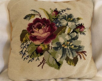 Needlepoint Rose Pillow