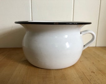 White and Black Enamel Pot