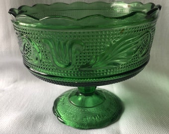 Green E.O Brody Dish with Pedestal