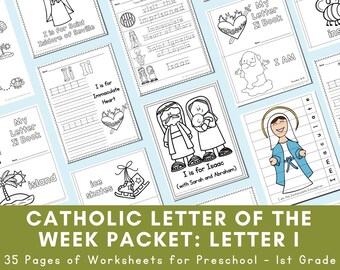 Letter I: Catholic Letter of the Week Worksheets and Coloring Pages for Preschool, Kindergarten, and 1st Grade