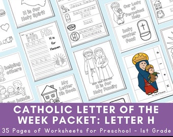 Letter H: Catholic Letter of the Week Worksheets and Coloring Pages for Preschool, Kindergarten, and 1st Grade