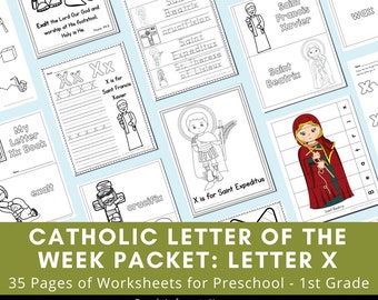 Letter X: Catholic Letter of the Week Worksheets and Coloring Pages for Preschool, Kindergarten, and First Grade