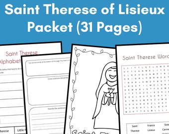 Saint Therese of Lisieux Worksheets and Activities Printable Packet for Kids