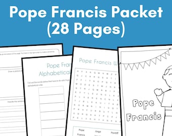 Pope Francis Worksheets and Activities Printable Packet for Kids