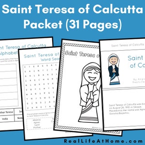 Saint Teresa of Calcutta Worksheets and Activities Printable Packet for Kids