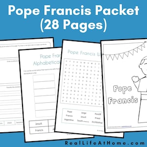 Pacote de atividades e planilhas do Papa Francisco para impressão para crianças