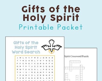 Gifts of the Holy Spirit Word Search and Crossword Puzzle Printable Set