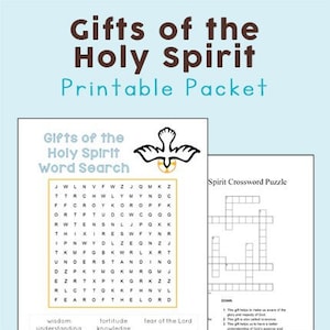 Gifts of the Holy Spirit Word Search and Crossword Puzzle Printable Set