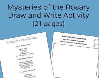 Paquete del Rosario para niños: Dibuja y escribe los misterios del Rosario - Descargar e imprimir