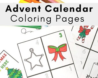 Advent Calendar Mini Coloring Pages Set for Children - Instant Download and Print