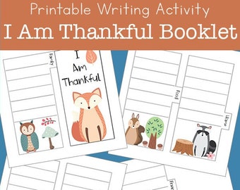 I Am Thankful Tab Book Writing Activity for Kids - Instant Download