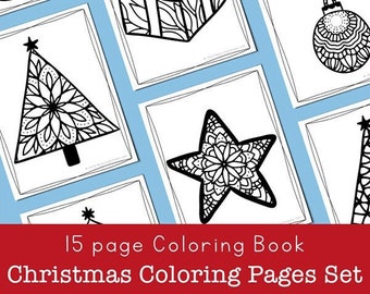 Christmas Coloring Pages Packet with 15 Intricate Christmas Designs for Coloring