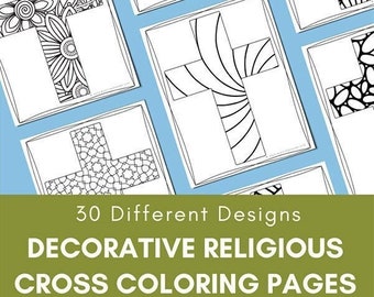 Páginas para colorear de cruces religiosas (30 diseños diferentes) para niños y adultos