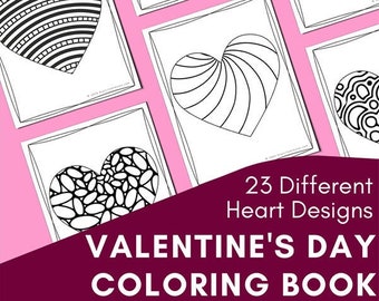 23 Intricate Heart Design Coloring Pages Packet - Perfect for Valentine's Day