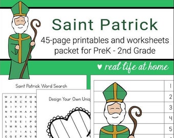 Saint Patrick Worksheets and Activities Printable Packet for Kids