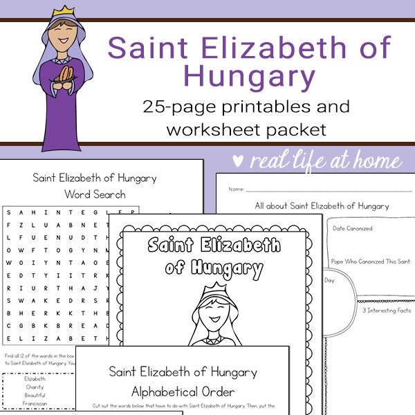 Saint Elizabeth of Hungary Worksheets and Activities Printable Packet for Kids