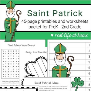 Saint Patrick Worksheets and Activities Printable Packet for Kids