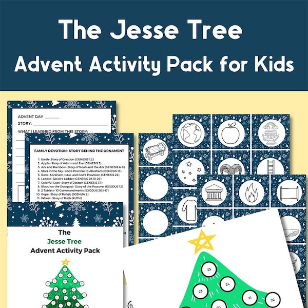 Jesse Tree Color Your Own Ornaments and Activities Packet for Kids