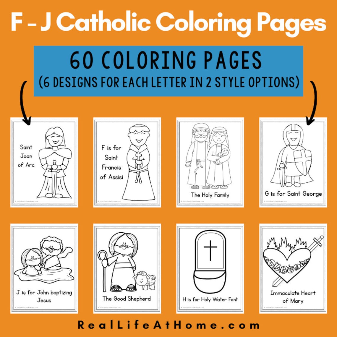 Catholic ABC Coloring Pages BUNDLE for Kids: Letters A - Z (312 ...