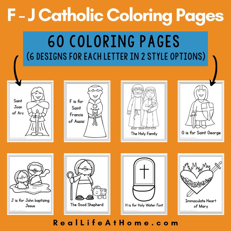 Catholic ABC Coloring Pages BUNDLE for Kids: Letters A - Z (312 ...