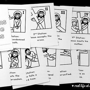 Stations of the Cross for Kids: 5 Booklet Variations Coloring, Reflections, and Prayers image 7