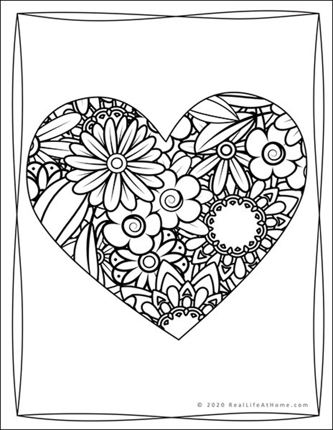 23 Intricate Heart Design Coloring Pages Packet Perfect for Valentine's ...