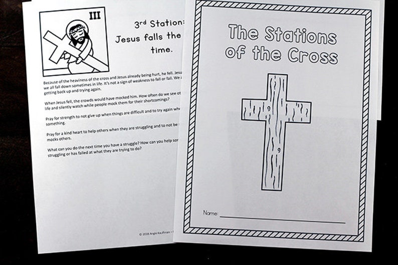 Stations of the Cross for Kids: 5 Booklet Variations Coloring, Reflections, and Prayers image 6