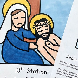 Stations of the Cross for Kids: 5 Booklet Variations Coloring, Reflections, and Prayers image 5