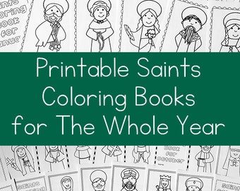 12 libros para colorear de santos católicos para todo el año (paquete)