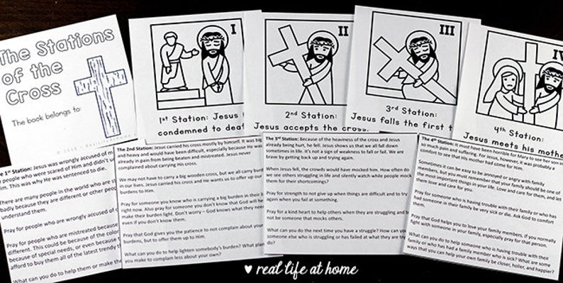 Stations of the Cross for Kids: 5 Booklet Variations Coloring, Reflections, and Prayers image 8