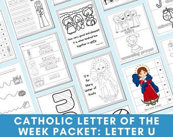 Letter U: Catholic Letter of the Week Worksheets and Coloring Pages for Preschool, Kindergarten, and First Grade