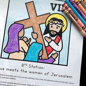 Stations of the Cross for Kids: 5 Booklet Variations Coloring, Reflections, and Prayers image 4