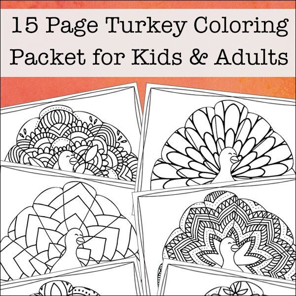 Turkey Coloring Pages Packet With 15 Intricate Designs for Coloring ...