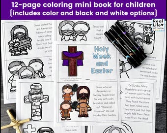 Holy Week and Easter Mini Book for Kids and Families | Color and Black and White | Instant Download