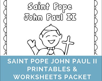 Saint Pope John Paul II Printables and Worksheets Packet for Kids