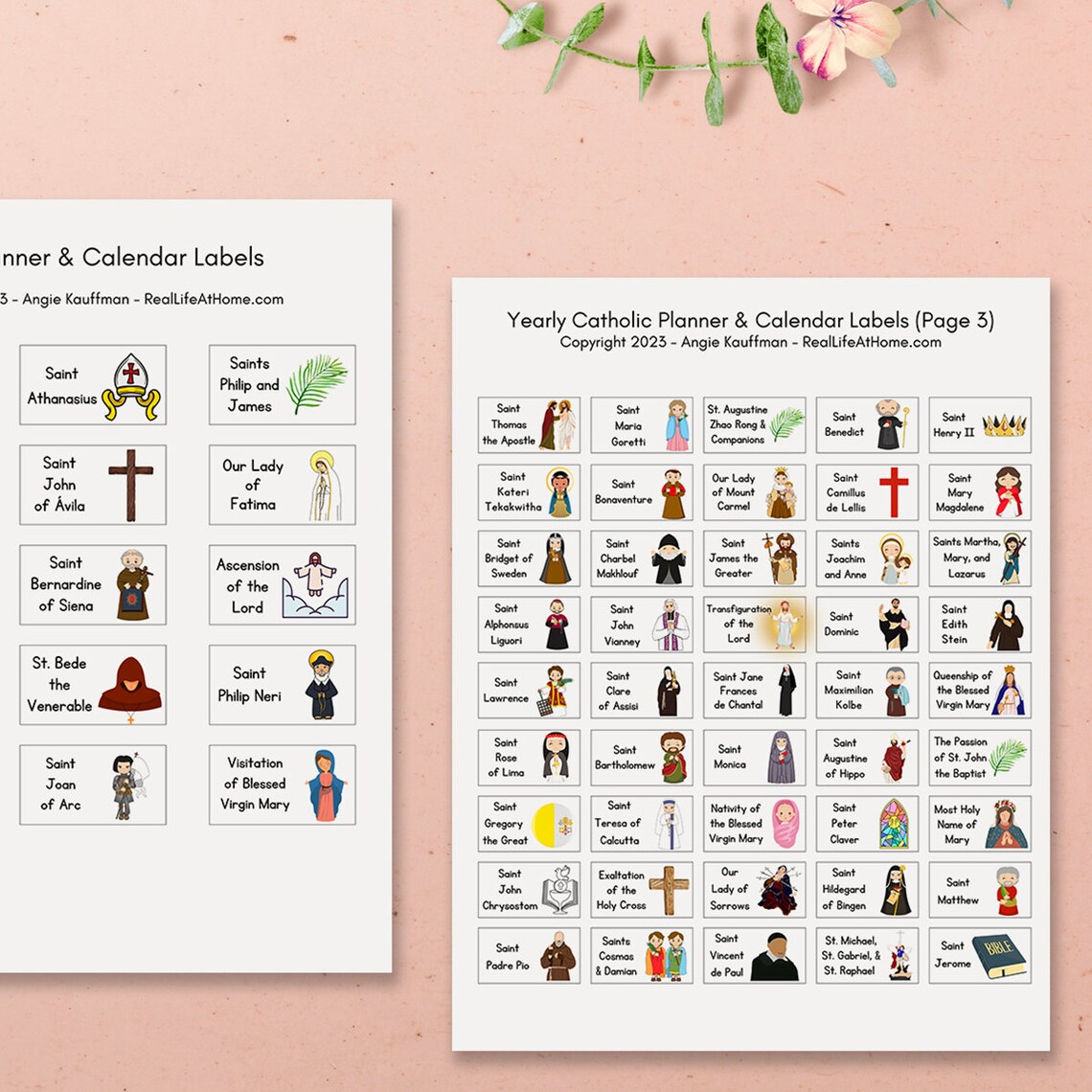 Printable Catholic Planner Stickers or Calendar Labels for Kids, Teens ...