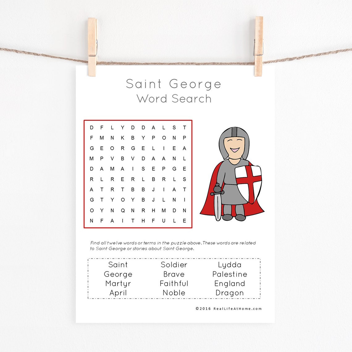 Saint George Printables and Activities Packet - Instant Download - Etsy